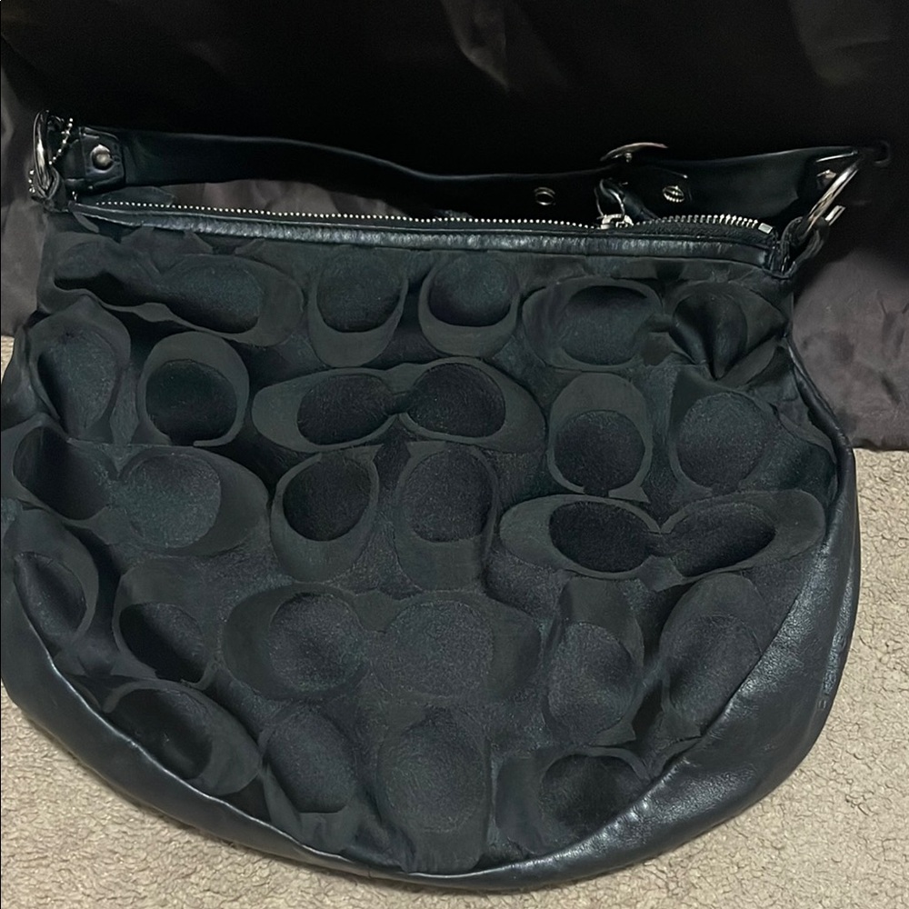 Coach Black Shoulder Bag with Signature Monogram